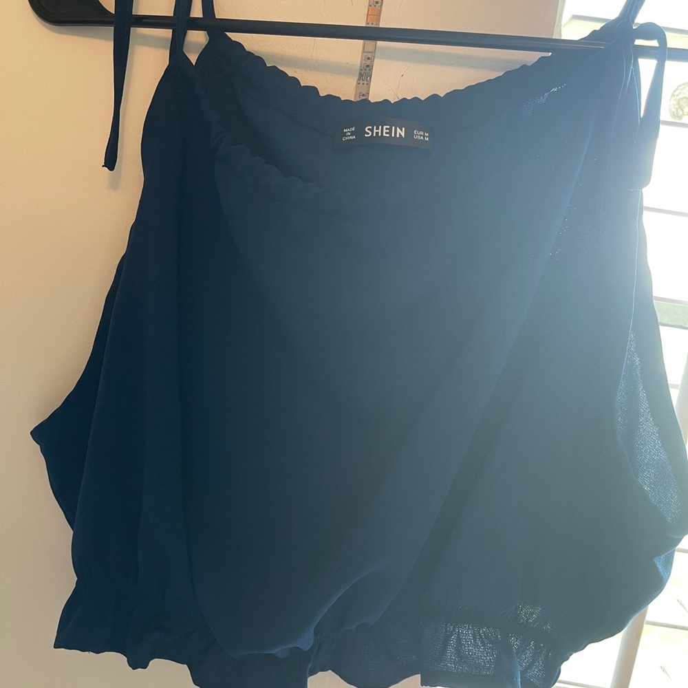 Shein cropped blue blouse
